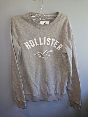 Hollister Gray Crewneck Sweatshirt with White Logo